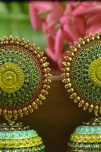 Designer multicolour meenakari beaded oxidised jhumka jhumki for women