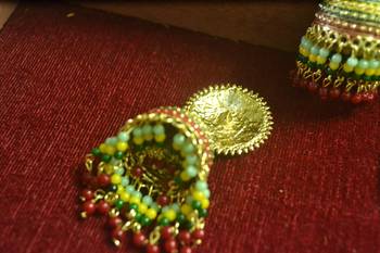Designer multicolour meenakari beaded oxidised jhumka jhumki for women 4