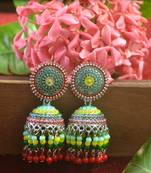 Designer multicolour meenakari beaded oxidised jhumka jhumki for women