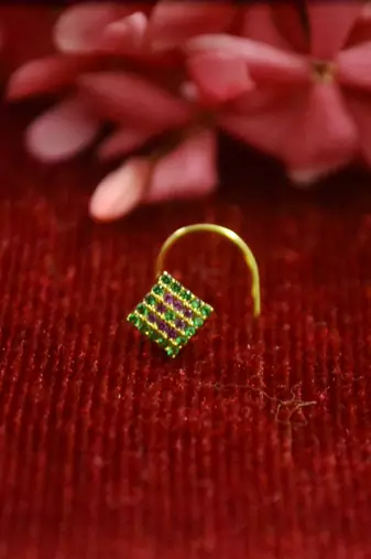 Designer multi premium diamond floral nosering nosepin for women