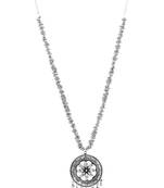 Oxidised Silver Mirror Stud Long Necklace Set