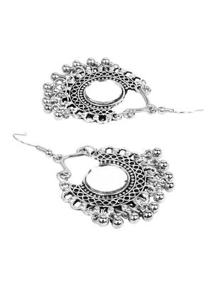 Oxidised Silver Mirror Stud Long Necklace Set 2