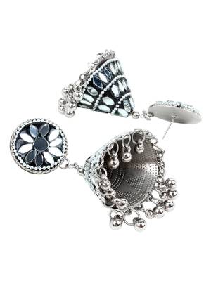 Oxidised Silver MIrror Stud Earrings 3