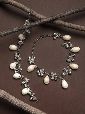 Oxidised Silver Clamshell Anklets 1