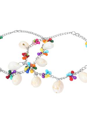 Multicolor Oxidised Clamshell Anklets 3