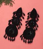 Black Circular Woven Beads Earrings