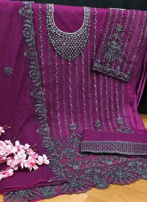 Deep Wine Pakistani Designer Pant Style Suit 3