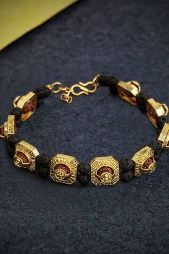Black lava stone rudraksha bracelet