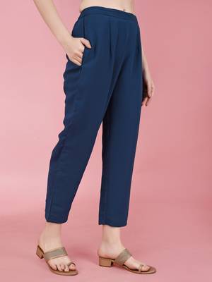 Women's Mukaish Worked Ethnic Jacket With Top And Pant Set (Blue) (MAK86) 5