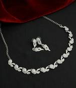 Austrian diamond leaf rounded shaped choker necklace set