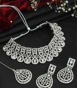 Elegant austrian diamond square sparkle wedding choker necklace set