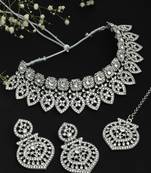 Floral twilight sparkle austrian diamond choker necklace set