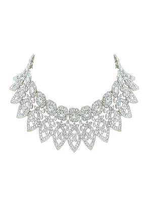 Floral twilight sparkle austrian diamond choker necklace set 5