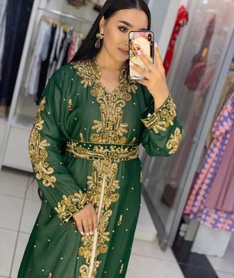Green Georgette Beadswork Kaftan 2