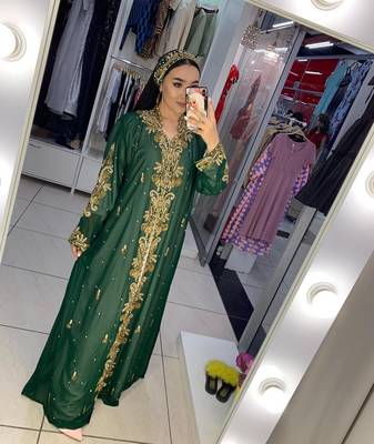 Green Georgette Beadswork Kaftan 3