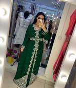 Green Handcrafted Zari work Stitched Georgette Kaftan Party Dress