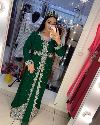 Green Handcrafted Zari work Stitched Georgette Kaftan Party Dress 3