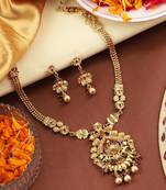 Mansiyaorange antique gold peacock design red kempu stone long jewellery sets for women