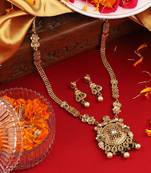 Mansiyaorange antique gold floral design green kempu stone long jewellery sets for women