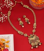 Mansiyaorange antique gold floral design green kempu stone long jewellery sets for women
