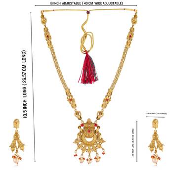 Mansiyaorange antique gold floral design red kempu stone long jewellery sets for women 3
