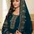 Teal Blue Embroidered Georgette Semi Stitched Straighti Suit Up To 42" Size