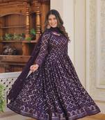 Attractive faux blooming gown with rich sequins and embroidered work