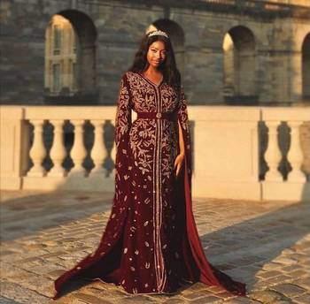 Sara Creation Burgundy Georgette Zari Embroidered Kaftan 2