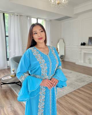 Firozi Handcrafted Zari work Stitched Georgette Kaftan Party Dress 1