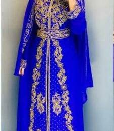 Blue Handcrafted Zari work Stitched Georgette Kaftan Party Dress