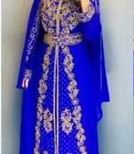 Blue Color Handcrafted Zari work Stitched Georgette Kaftan Party Dress
