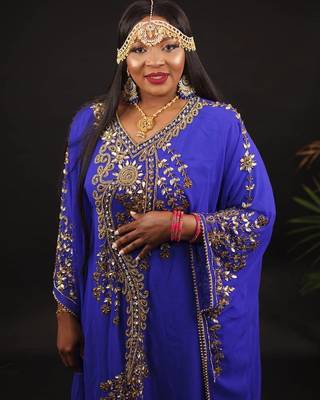 Royal Blue Kaftan Georgette Embroidered Work 2