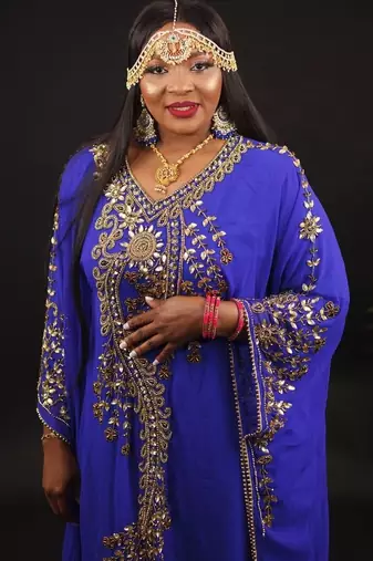 Royal Blue Kaftan Georgette Embroidered Work