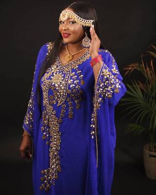 Royal Blue Kaftan Georgette Embroidered Work 3