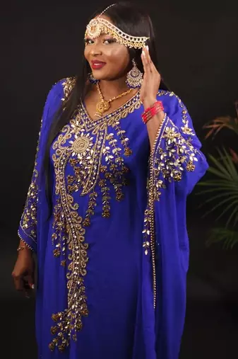 Royal Blue Kaftan Georgette Embroidered Work