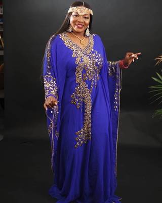 Royal Blue Kaftan Georgette Embroidered Work 4