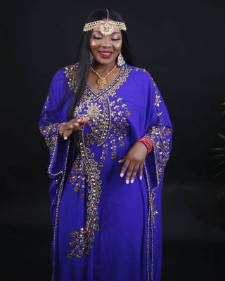 Royal Blue Kaftan Georgette Embroidered Work 5