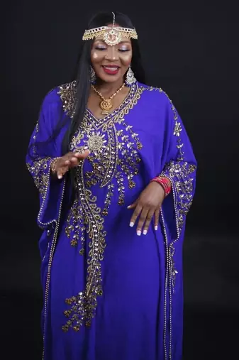 Royal Blue Kaftan Georgette Embroidered Work