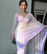 Pure Georgette Fabric Padding Print Ready To Wear Saree With Un-Stitched Blouse