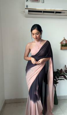 Pure Georgette Fabric Padding Print Ready To Wear Saree With Un-Stitched Blouse 6