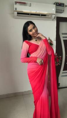 Pure Georgette Fabric Padding Print Ready To Wear Saree With Un-Stitched Blouse 4