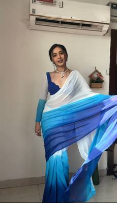 Pure Georgette Fabric Padding Print Ready To Wear Saree With Un-Stitched Blouse 1