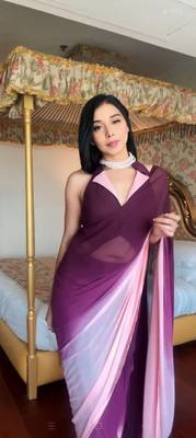 Pure Georgette Fabric Padding Print Ready To Wear Saree With Un-Stitched Blouse 1