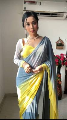Pure Georgette Fabric Padding Print Ready To Wear Saree With Un-Stitched Blouse 3
