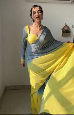Pure Georgette Fabric Padding Print Ready To Wear Saree With Un-Stitched Blouse 4