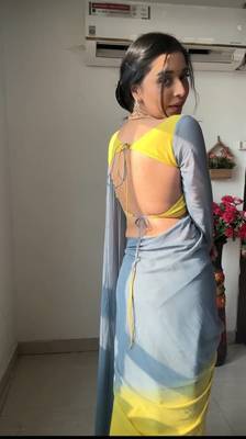 Pure Georgette Fabric Padding Print Ready To Wear Saree With Un-Stitched Blouse 5