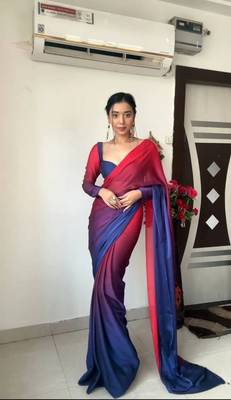Pure Georgette Fabric Padding Print Ready To Wear Saree With Un-Stitched Blouse 1