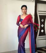 Pure Georgette Fabric Padding Print Ready To Wear Saree With Un-Stitched Blouse