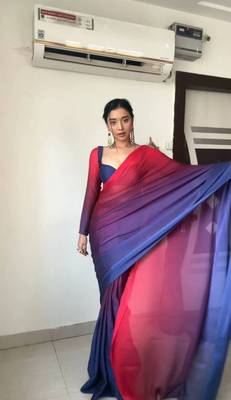 Pure Georgette Fabric Padding Print Ready To Wear Saree With Un-Stitched Blouse 2