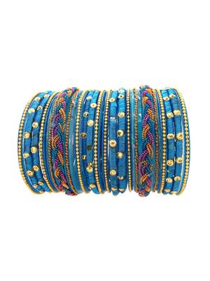  Elegant Blue Glass Chuda Bangle Set 1